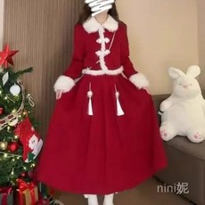 新年套裝 25年紅色喜慶小香風連衣裙兩件套 韓版顯瘦兒童新年戰袍元旦禮服