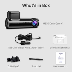 AZDOME M330 차량용 DVR 대시 캠 스마트 와이파이 앱 G-센서 비상 레코드 24 주차 녹화, 01 M330, 02 없음