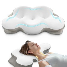 경추 목 베개 목과 어깨 을 위한 윤곽 용 옆 침대 인체공학적 메모리 폼 베개, White, 1개