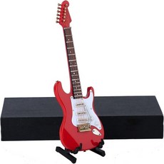 미니어처 나무 미니 전기 기타 스탠드 및 케이스 악기 복제품 수집용 피규어 모델 가정 장식 전시 장식품 레드 7.09인치 x 2.27인치 0.54인치, 빨강, 7.09"x2.27"x0.54"