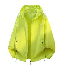 男款連帽防曬衣外套 簡約休閒夏季透氣外套, 熒光黃