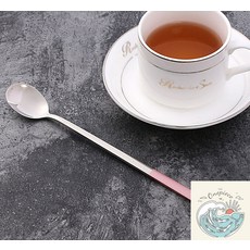 우솝상점 일상카페 롱 티스푼 23.5cm 펄핑크 머들러 홈카페 분홍