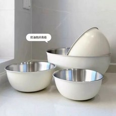 304不銹鋼盆沙拉碗廚房烘焙打蛋料理刻度攪拌和麵盆韓式, 1個, 食品級沙拉盆-本色,小號17厘米--帶刻度