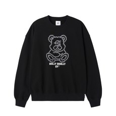 오와이 스티치 DOLLY CREWNECK - 블랙