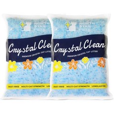 North Star Pets 크리스탈 클린 프리미엄 프레시 향 고양이 모래 (냄새 제어 기능 5배 빠른 흡수) 가벼우면서도 뭉치지 않는 최고의 모래로 소변 흡수 고형 배설, 2X4.3 Lb Bags