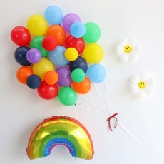 이벤트홀릭 열기구 풍선 생일파티용품세트 포토존 어린이날 장식, 1개, 2.레인보우(가랜드없음)