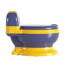 加大號卡通兒童學習訓練馬桶便盆, 藍黃PU款, 藍黃
