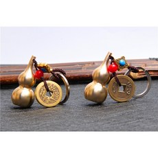 純黃銅五帝錢葫蘆鑰匙圈 棕繩設計 隨身吊飾, 棕繩, 1個