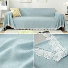 안붙는 풀커버 쇼파커버 신소재 소파 털 고양이 보호덮개 미끄럼방지 방수, 1개, 35 블루빈 레이스