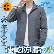 夏季薄款抗UV外套 涼感冰絲防曬衣 高倍防曬戶外速乾防紫外線立領印花