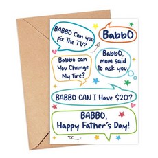 ShelbyShops Babbo! Can You... 카드 재미있는 아버지의 날 카드 Babbo를 위한 재미있는 조커 인사말 카드 딸의 아버지의 날 카드 바비 카드를 위