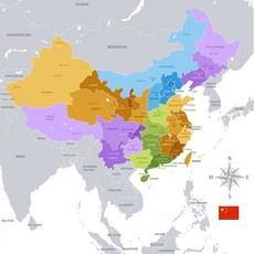월 아트 임팩트 24"x24" 중국 사진 인쇄 포스터 세계 지도 및 주요 도시 [라미네이트]