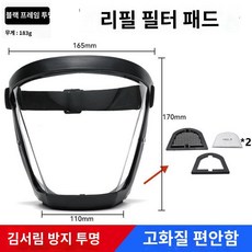 투명 페이스쉴드 안면보호구 전면 방역용 마스크 전용 비말차단, 블랙 2장 + 필터면 10장, 1