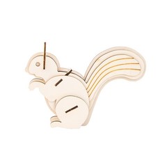 3D立體木質動物系列拼圖 兒童益智早教DIY拼裝玩具, 松鼠, 1個