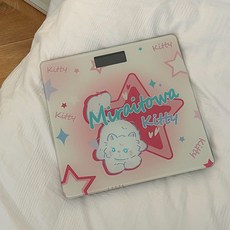 【好物直購 全館免運】高精度可愛體重秤小型家用精準體脂電子稱充電款女生宿舍減肥專用, 1個, 星蒂貓（送充電線+軟尺子）