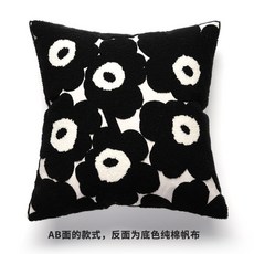 北歐風刺繡抱枕套 簡約居家沙發床頭靠墊, Black Unikko︱黑45*40,抱枕套（不含枕芯）