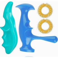 효자손 허리마사지기 수동 트리거 포인트 마사지 도구 엄지 마사지기 전신 딥티슈 압력 선물 2개 손가락 반지 포함