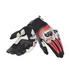 Dainese mig 3 牛皮 短手套 舒適透氣 觸控操作 安全防護, 黑白紅噴霧,XL, 1個