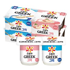 빙그레 요플레 그릭 복숭아 80g 8입 + 그릭 플레인 80g 8입 (총 16입), 4개