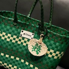 復古手工編織小蒲扇 中式掛件 迷你便攜蒲扇 懷舊風小扇子, 1個, 3寸刺繡綠發和掛繩