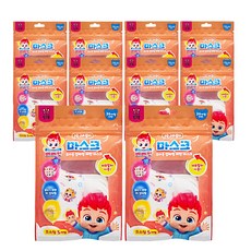 핑크퐁 베베핀 일회용 부직포 마스크 초소형 유아용, 패턴, 10개, 5매입