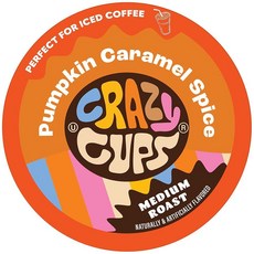 Crazy CUP 업 컵s 1인용 큐리그 K-컵 머신용 가향 커피 캐러멜 마키아토 핫 또는 아이스 재활용 가능한 포드의 미디엄 로스트 브라운(1팩 총 22개), 호박 캐러멜 향신료 237797, 22개(1개입)