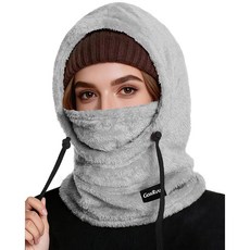 스키 마스크 플리스 발라클라바 겨울용 방풍 넥 커버 남성용 따뜻한 모자 후드, Light Grey, One SizeMedium