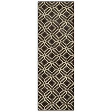 Maples Rugs Moderna 기하학적 러너 러그 - 미국 제조 세탁 가능 미끄럼 방지 실내 카펫 복도 주방 및 세탁실용 61 x 1.8m(2 6피트) 블랙/크림