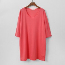 임부복 여성 빅사이즈 기본유넥롱반팔티셔츠 ILG569