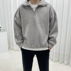 Street J男士刷毛桃皮絨半拉鍊