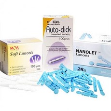 채혈침100pcs 아큐첵 오토클릭 채혈기 호환, 알콜솜 100매