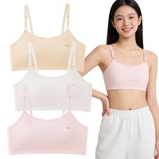 IEDUOS 주니어 초경량 편안한 브라 2단계 3종세트 여중생 청소년 성장기 일체형캡 브래지어