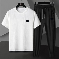 오스틱니 남자 여름 반팔티 트레이닝복 세트 서머 아이스 투피스 남성 패션 캐주얼 빅사이즈 트레이닝복 상하의 세트 소프트 프리미엄원단