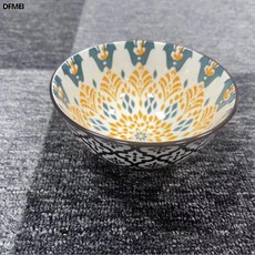 家用吃饭套碗碗碟出口陶瓷碗筷套装餐具礼, 1個, 波西米亚4.75英寸外黑内橙绿, 參考詳情