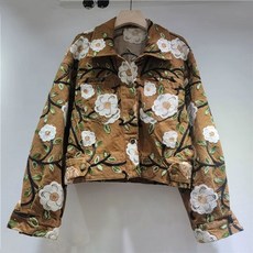 야상 자켓 자수 여자 블랙 여성 빈티지 패션 복고풍 꽃