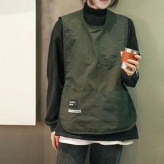 한스라벨 카페 바리스타 앞치마 조끼형 빅사이즈, 1개, 카키