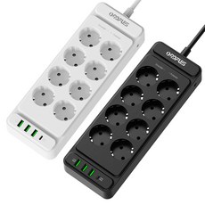 ORDFLES C타입 고속충전 PD20W USB 멀티탭 4/6/8구 고용량 4000W 과부하차단 KC인증, 8구  블랙, 1개, 2m