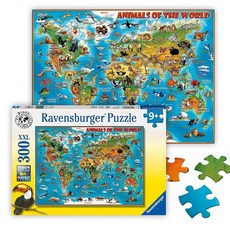 해외 라벤스부르거 Ravensburger - Animals of The World 300피스 직소 퍼즐 쉬운 조립을 위한 XXL 피스 흥미롭고 다채로운 동물 지도 프리미엄 품질, 해외 라벤스부르거 Ravensburger - Anima