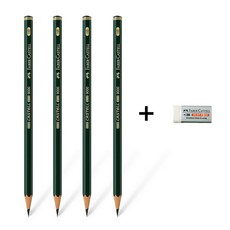 파버카스텔 9000 연필 4B 119004, 1세트, 4B 연필4개+파버카스텔 187131 지우개 1개