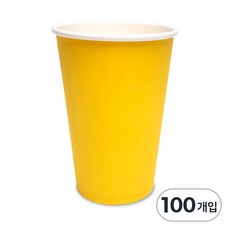 국내생산 테이크아웃 384ml(13온스) 칼라 종이컵 옐로우, 1개, 100개입