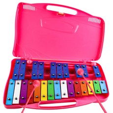 Eavnbaek 25 Notes Glockenspiel 실로폰 전문 실로폰 타악기 하드 케이스 및 안전한 망치 포함 학생 초보자 음악 교육 선물용(핑크), 핑크