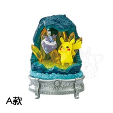 M.M小舖 RE-MENT 盒玩 寶可夢水晶寶石系列收藏 發光的神祕奇蹟 寶可夢 寶石 全6款, 1個, A款/皮卡丘&小碎鑽1MX06