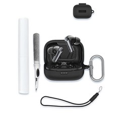 EarFun Air Pro 4 어댑티브 하이브리드 노이즈 캔슬링 무선 이어버드용 케이스 WUNIAK 소프트 실리콘 보호 휴대용 스크래치 충격 방지 쉘 클리너 키트 및 카라비, EarFun Air Pro 4 어댑티브 하이브리드 노이