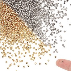 304 스테인리스 라운드 비즈 세트 골드 스테인리스색 2x2mm 구멍 0.8mm 2색 각 1000개 총 2000개 주얼리 공예 제작용, 1개, 색상
