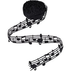 홀 레이스 리본 음표 패턴 엠보싱 리본 웨딩 데코레이션 DIY 자수 액세서리 30mm, 블랙, 1개