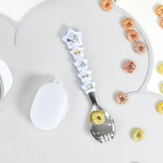 미피 웨이브 스텐304 포크 겸용 스푼 케이스 세트 어린이 아동 포카락 포크숟가락 스포크, 1개