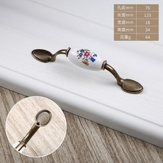 歐式復古喇叭花陶瓷櫥櫃門把手 抽屜拉手, 1個, 5016-76 古銅色+喇叭花