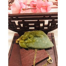 黃加綠蜥蜴項鍊 天然翡翠A貨, 1個