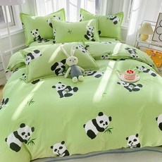 全棉純棉兒童被罩 被單 被套 四件組 可愛, 猫熊盼達,1.5m床【床單款四件套】