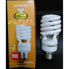 HITACHI 日立 螺旋省電燈泡 E27 27W, 1個, HITACHI-120V黃光2700K